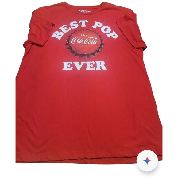 Coca-Cola Men’s T-Shirt Large Red Bottle Cap Best Pop Ever Graphic Tee - Picture 1 of 5